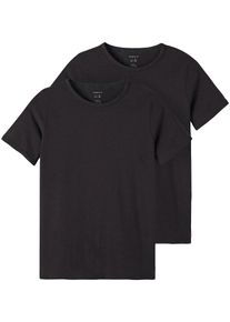 T-Shirt name it "NKMT-SHIRT &ndash; T-Shirt im 2er-Pack mit Rundhals", Jungen, Gr. 122 (128), schwarz, Jersey, Obermaterial: 95% Baumwolle, 5% Elasthan, unifarben, slim fit h&uuml;ftbedeckend, Rundhals, abgesteppte Kante, Shirts T-Shirt, unifarben, casual, slim fit, Jersey, Rundhals