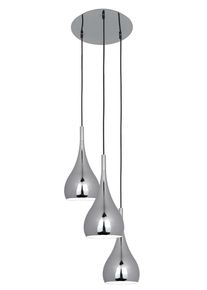 N&auml;ve N&Auml;VE Pendelleuchte "Retro", schwarz (chromfarben, schwarz), 3, &Oslash; 16cm H: 80cm, Leuchten, 3-flammig H&auml;ngeleuchte, Pendelleuchte, 3xE27, Farbe: chrom, Pendelleuchte