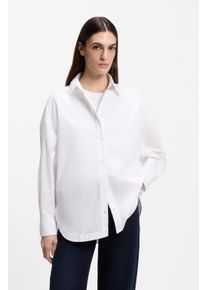 Hemdbluse BOSS Orange "Bostatta Premium Damenmode", Damen, Gr. 34, wei&szlig; 100, Popeline, Obermaterial: 100% Baumwolle, unifarben, oversize h&uuml;ftbedeckend, Manschette, Blusen Hemdbluse, im Oversize Fit