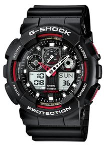 Chronograph Casio G-SHOCK, schwarz (schwarz, rot), Armbanduhren, Damen, schwarz, Chronograph, Quarzuhr,Armbanduhr,Herrenuhr,digital, bis 20 bar wasserd.Resinarmband