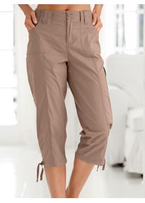 Caprihose Casual Looks, Damen, Gr. 20, Kurzgr&ouml;&szlig;en, grau (taupe), 98% Baumwolle, 2% Elasthan, unifarben, 3/4-L&auml;nge, Hosen Caprihose