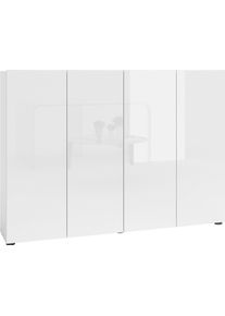 Schuhschrank Home Affaire "MISTER- Schuhregal, Made in Italy, 12 F&auml;cher, 10 Einlegeb&ouml;den", wei&szlig;, B:160cm H:115cm T:34cm, FSC-zertifizierter Holzwerkstoff, Schr&auml;nke, Schuhschrank, Hochglanz Lackierung, 4 T&uuml;ren, mit Platz f&uuml;r ca. 36 paar Schuhe