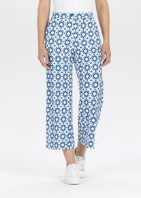 3/4-Hose Stehmann, Damen, Gr. 36, N-Gr, blau (santoriniblau,3035), Web, Obermaterial: 95% Polyester, 5% Elasthan, gemustert, 3/4-L&auml;nge, Hosen 3/4-Hose, mit grafischem Muster