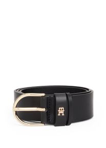 Lederg&uuml;rtel Tommy Hilfiger "ESSENTIAL EFFORTLESS 3,5 cm breit", Damen, Gr. 75, schwarz, Rindsleder, G&uuml;rtel Lederg&uuml;rtel, Dameng&uuml;rtel, 3,5 cm breit, casual und Jeans, ovale Einfachdornschlie&szlig;e