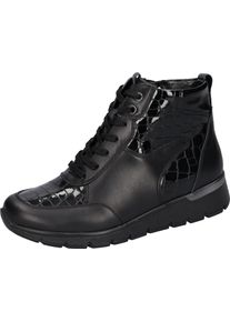 Waldl&auml;ufer Schn&uuml;rboots WALDL&Auml;UFER "K-RAMONA", Damen, Gr. 5 (38), schwarz, Lackleder, Nappaleder, Reptilienpr&auml;gung, Schuhe Schn&uuml;rboots, Stiefelette, Bequemschuh mit Innenrei&szlig;verschluss, K-Weite