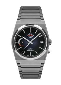 Solaruhr RUHLA "Space Control Solar Power Reserve", silber (silberfarben, dunkelblau), Armbanduhren, Herren, silberfarben, Solaruhr, Herrenuhr, Datum, Leuchtzeiger, Saphirglas, Made in Germany