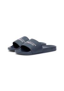 Pantolette Tommy Hilfiger "Tommy Hilfiger RAISED POOL SLIDE", Damen, Gr. 40, dunkelblau, Synthetik, Schuhe Pantolette, Sommerschuh, Badeschuh, Haussschuh mit Logoschriftzug