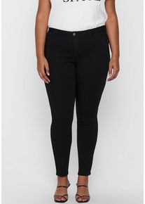 Skinny-fit-Jeans Only CARMAKOMA "CARTHUNDER REG PUSH UP SK DNM", Damen, Gr. 46, L&auml;nge 30, schwarz, Denim/Jeans, Obermaterial: 53% Viskose, 29% Baumwolle, 17% Polyester, 1% Elasthan, skinny fit kn&ouml;chellang, Jeans Skinny-fit-Jeans