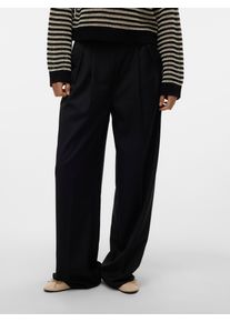 V&eacute;ro Moda Anzughose VERO MODA "VMHAILEY HW WIDE PLEAT PANT NOOS", Damen, Gr. 36, L&auml;nge 32, schwarz, Web, Obermaterial: 80% Polyester, 20% Viskose, unifarben, weit lang, Hosen Anzughose, Hose mit weitem Beinschnitt, High Waist Bund