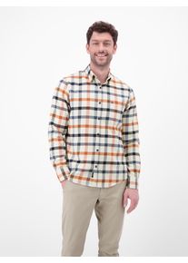 Karohemd Lerros, Herren, Gr. M, N-Gr, bunt (broken wei&szlig;), Web, Obermaterial: 100% Baumwolle, kariert, regular fit normal, Manschette, Hemden Karohemd, mit Logo Stickerei