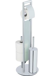 WC-Garnitur Wenko "Sulmona", transparent (silber, transparent), H:76cm L:25cm, Edelstahl, Polypropylen, Reinigungsb&uuml;rsten, WC-Garnitur, mit Silikon-B&uuml;rstenkopf