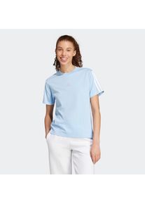 T-Shirt adidas Sportswear "W 3S SJ T B", Damen, Gr. XL, blau (globlu, wei&szlig;), Obermaterial: 100% Baumwolle, normal, Rundhals, Shirts T-Shirt, klassische 3-Streifen an den &Auml;rmeln, ohne Verschluss