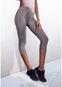 active by Lascana Caprileggings LASCANA ACTIVE, Damen, Gr. L (44/46), N-Gr, grau (stone), Jersey, Obermaterial: 95% Baumwolle, 5% Elasthan, unifarben, Basic, figurbetont kniebedeckend, Hosen Caprileggings, mit breitem Komfortbund, Topseller