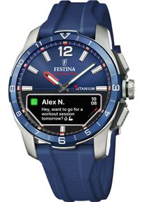 Smartwatch Festina "Connected D", blau (dunkelblau), Smartwatches, Smartwatch, Armbanduhr, Herrenuhr, Titan, Silikonarmband