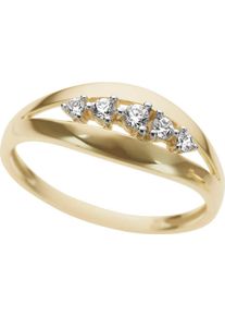 Fingerring Firetti "Schmuck Geschenk Gold 333 Damenring Goldring bicolor" Gr. 17, gelb (gelbgoldfarben, wei&szlig;goldfarben, kristallwei&szlig;), Fingerringe, Damen, 17, Gelbgold 333, 1mm, Fingerring, mit Zirkonia (synth.)