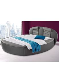 Rundbett, grau (dunkelgrau, hellgrau), B:220cm L:230cm, Bezug Bett: Kunstleder;Bonnell-Federkernmatratze: 51% Polypropylen, 39% Polyester, 10% Baumwolle;Kaltschaummatratze: 100% Polyester, Bezug abnehm- und waschbar bis 60C, Westfalia Schlafkomfort, Betten, Rundbett, mit Bettkasten