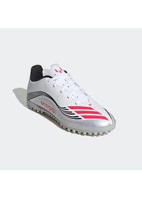 Fu&szlig;ballschuh adidas Performance "F50 MESSI CLUB KUNSTRASEN KINDER", Kinder, Gr. 37, silber (cloud wei&szlig;, lucid rot, silber metallic), Synthetik, Schuhe Fu&szlig;ballschuh, f&uuml;r harte Untergr&uuml;nde Asche und Kunstrasen, f&uuml;r Kinder & Jugendliche