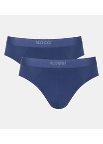 Slip Sloggi "Men EVER Ease", Herren, Gr. XL, 2 Stk., blau (deep cobalt), Single Jersey, Obermaterial: 95% Baumwolle, 5% Elasthan, Unterhosen Slip, temperaturausgleichend, schnelltrocknend, atmungsaktiv, ohne Eingriff