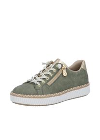Sneaker Rieker, Damen, Gr. 41, Textil, gr&uuml;n (schilf), Lederimitat, Schuhe Sneaker, mit modischer Ziernaht, Freizeitschuh, Halbschuh, Schn&uuml;rschuh