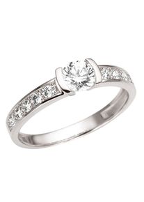 Goldring Firetti "Schmuck Geschenk Gold 333 Vorsteckring, Verlobungsring" Gr. 19, wei&szlig; (wei&szlig;goldfarben, kristallwei&szlig;), Fingerringe, Damen, 19, Wei&szlig;gold 333, 2,4mm, Goldring, mit Zirkonia (synth.)