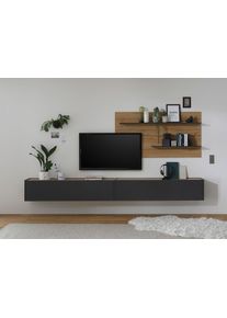 Wohnwand Home Affaire "City/Giron, moderne Anbauwand, Komplettset in vielen Farben verf&uuml;gbar", grau (anthrazit), B:300cm H:180cm T:30cm, Holzwerkstoff, Kastenm&ouml;bel-Sets, Wohnwand, enth&auml;lt zwei H&auml;ngeschr&auml;nke & ein Wandpaneel