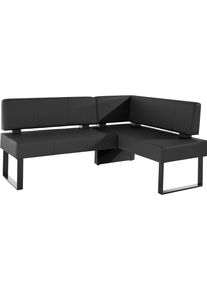 Eckbank OTTO HOME "Oliver mit Metallgestell, K&uuml;chenbank", schwarz, schwarz, B:180cm H:89cm T:140cm, Holzwerkstoff, Massivholz, Polyester, Sitzb&auml;nke, Eckbank, verschiedene Bez&uuml;ge Cord Esszimmerbank OTTOs Choice