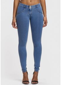 Jeggings Freddy "WRUP2RC002ORG", Damen, Gr. L (40), N-Gr, blau (light, blau, denim), Stoff, Obermaterial: 84% Baumwolle, 16% Elasthan, lang, Hosen Jeggings, mit Lifting & Shaping Effekt
