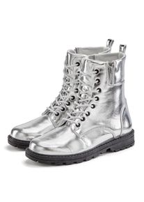 Stiefelette Lascana, Damen, Gr. 39, silber (silberfarben), Obermaterial: 100% Lederimitat. Decksohle: 100% Textilmaterial. Futter: 100% Textilmaterial. Laufsohle: 100% Synthetik, metallic, unifarben, Basic, Schuhe Stiefelette, im angesagten Metallic-Look, Stiefel, Boots VEGAN
