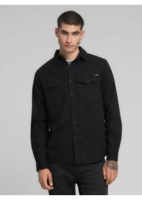 Langarmhemd Replay, Herren, Gr. XXL, N-Gr, schwarz, Twill, Obermaterial: 100% Baumwolle, unifarben, regular fit, mit Knopf,&Auml;rmel mit &Auml;rmelschlitz angesetztes B&uuml;ndchen, Hemden Langarmhemd