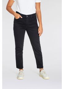 Gerade Jeans MAC "MELANIE dragon-fly", Damen, Gr. 46, L&auml;nge 30, schwarz (schwarz, schwarz), Denim/Jeans, Obermaterial: 98% Baumwolle, 2% Elasthan, figurbetont kn&ouml;chellang, Jeans Gerade Jeans, Dekoratibe Nietendetails auf der hinteren Tasche