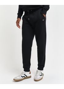 Sweathose Gant "REG SHIELD SWEATPANTS", Herren, Gr. L, N-Gr, schwarz, Web, Obermaterial: 87% Baumwolle, 13% Polyester, unifarben, regular fit kn&ouml;chellang, Hosen Sweathose, mit Logostickerei unterhalb des Bunds