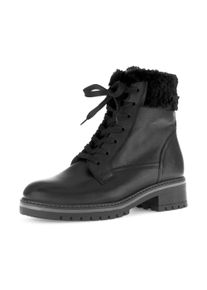 Winterstiefelette Gabor "GENUA", Damen, Gr. 41, Warmfutter, schwarz, Glattleder, Textil, unifarben, Schuhe Winterstiefelette, Blockabsatz, Winterboots mit Teddypl&uuml;sch-Kragen