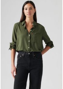 Levi's Hemdbluse LEVI'S, Damen, Gr. XS (34), deep depths, Web, Obermaterial: 100% Viskose, unifarben, regular fit normal, Manschette, Blusen Hemdbluse, mit Brusttasche