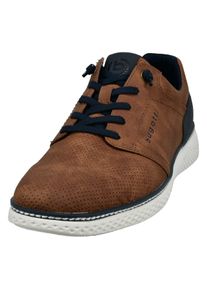 Slip-On Sneaker Bugatti, Herren, Gr. 46, braun (cognacfarben), Lederimitat, kontrastfarbene Details, Schuhe Slip-On Sneaker, Halbschuh, Freizeitsneaker mit Perforation, elastische Schn&uuml;rsenkel