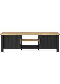 TV-Board GAMI "Sequoia", schwarz, B:200cm H:60cm T:45cm, Holzwerkstoff, Sideboards, TV-Board, Wohnzimmer-Programm in Landhaus- und Industrial-Dekor