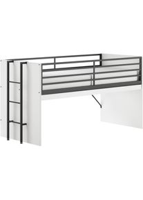 Hochbett Vipack "Sam, schlafen und arbeiten in einem, wahlweise Eiche- oder Wei&szlig;-Dekor", wei&szlig; dekor, wei&szlig; dekor, wei&szlig; dekor, B:98cm H:116,6cm L:219cm, Hochbetten, Hochbett, Inkl. Absturzschutz u. Leiter, pflegeleichte Dekor Oberfl&auml;che
