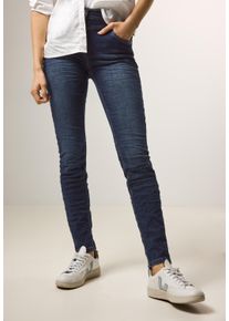 Slim-fit-Jeans Cecil "Style Vicky", Damen, Gr. 27, L&auml;nge 30, blau (mid blau wash), Denim/Jeans, Obermaterial: 88% Baumwolle, 9% Elastomultiester, 3% Elasthan, unifarben, slim fit kn&ouml;chellang, Jeans Slim-fit-Jeans, in blauer Waschung