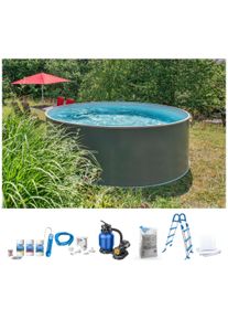 Rundpool Konifera "NIZZA 2", grau (anthrazit, grau), H:120cm &Oslash;:500cm, Schwimmbecken, Rundpool, zum Aufstellen, verschiedene Gr&ouml;&szlig;en