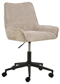 Schreibtischstuhl ACTONA GROUP "Eddie, B&uuml;rostuhl, Computerstuhl, Drehstuhl", , matt schwarz, matt schwarz, beige, B:57cm H:90,5cm T:59,9cm, Stoff, St&uuml;hle, Schreibtischstuhl, B&uuml;rostuhl, beiger Stoff, geschwungene Form, Drehfunktion, FSC&trade;