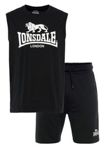 Sportanzug Lonsdale "ALLANTON", Herren, Gr. S (48), schwarz-wei&szlig; (schwarz, wei&szlig;), Obermaterial: 60% Baumwolle, 40% Polyester, Sportanz&uuml;ge Sportanzug, Tank und Shorts Set