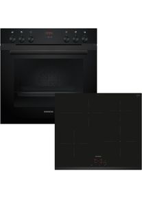 Siemens Induktions Herd-Set "EQ322IAAB", Energieeffizienz: A+, schwarz (deep schwarz inox), Herdsets, 3D Hei&szlig;luft, Induktions Herd-Set