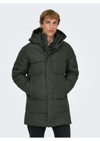 Only & Sons Steppjacke ONLY & SONS "ONSCARL LIFE LONG QUILTED COAT NOOS OTW", Herren, Gr. M, gr&uuml;n (peat), Web, Obermaterial: 100% Polyester, unifarben, regular fit, Jacken Steppjacke