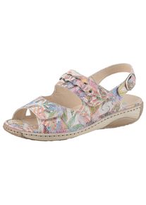 Waldl&auml;ufer Sandale WALDL&Auml;UFER "GARDA", Damen, Gr. 5 (38), bunt (multicolor), Veloursleder, gebl&uuml;mt, Schuhe Sandale, Sommerschuh, Klettschuh, Sandalette in Bequemweite G (= weit)