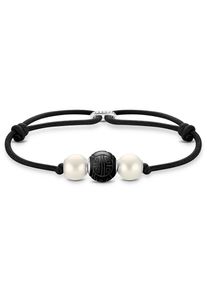Perlenarmband Thomas Sabo "A2076-451-11-L22V" Gr. 22, bunt (silberfarben, wei&szlig;, schwarz, wei&szlig;, schwarz), Armb&auml;nder, Damen, 22, Nylon Perlen Silber 925 (recycelt), Nylon, Perlen, Silber 925 (recycelt), Perlenarmband, mit Obsidian - mit S&uuml;&szlig;wasserzuchtperle