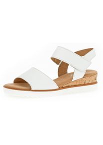 Sandalette Gabor "GENUA", Damen, Gr. 35, wei&szlig;, Leder, Schuhe Sandalette, Sommerschuh, Sandale, Keilabsatz, mit Klettverschluss, Weite G, Topseller
