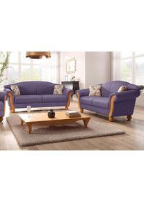 Polstergarnitur Home Affaire "Milano, bequem durch Federkern, Landhaus Stil, geschwungene Armlehnen", lila (flieder), H:83cm T:81cm, Sitzm&ouml;bel-Sets, Polstergarnitur, 2-Sitzer und 3-Sitzer