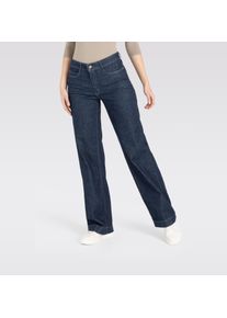 Weite Jeans MAC "WIDE", Damen, Gr. 46, L&auml;nge 34, blau (fashion rinsed), Denim/Jeans, Obermaterial: 91% Baumwolle, 7% Elastomultiester, 2% Elasthan, bequem, Jeans Weite Jeans
