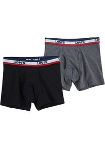 Boxershorts LEVI'S KIDS "SPORTSWEAR LOGO BOXER BFIEF", Jungen, Gr. L (158/164), 2 Stk., grau (schwarz, grau), Graumeliert (Obermaterial): 57% Baumwolle, 38% Polyester, 5% Elasthan. Obermaterial: 95% Baumwolle, 5% Elasthan, eng, Unterhosen Boxershorts, for BOYS