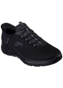 Slip-On Sneaker Skechers "SUMMITS-HIGH RANGE", Herren, Gr. 49,5, schwarz, Textil, Schuhe Slip-On Sneaker, Slipper, Freizeitschuh, Halbschuh in veganer Verarbeitung