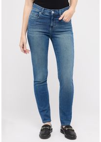 Slim-fit-Jeans Angels "Cici", Damen, Gr. 44, L&auml;nge 28, blau (mid blau used), Denim/Jeans, Obermaterial: 93% Baumwolle, 5% Polyester, 2% Elasthan, slim fit, Jeans Slim-fit-Jeans